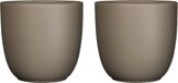 Mica Decorations Bloempot - 2x stuks - taupe bruin mat - H28,5 x D31 cm - keramiek