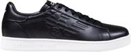 Emporio Armani Leather Lace-Up Sneakers with Rubber Sole - Black