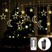 Aigostar 10S6U - Guirlande lumineuse Étoiles & Lune - 3 mètres - 120 LED - 8 fonctions avec télécommande - Pour intérieur & extérieur - Blanc chaud