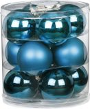 Inge-glas Inge Christmas Kerstballen - 12x st - diep blauw - D8 cm - glas - mat/glans - kerstversiering