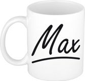 Bellatio Decorations Max Naam koffiemok - beker - met sierlijke letters - wit