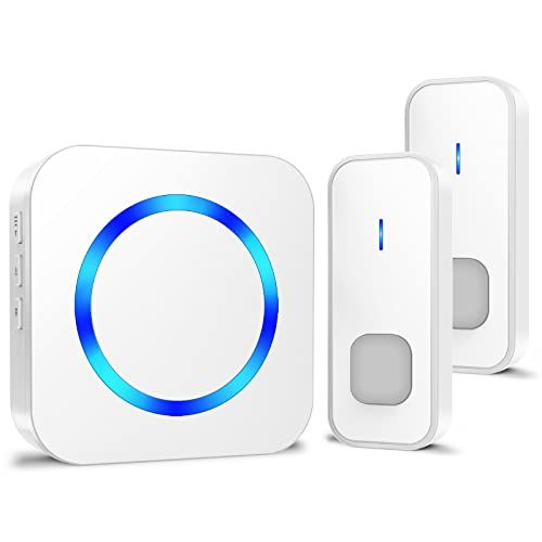 SURFOU Draadloze deurbel - 400 m bereik - 2 zenders - 55 beltonen - Wit