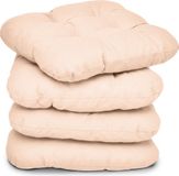 Beautissu Lisa – Set van 4 Zitkussen 40x40 cm – Stoelkussens Eetkamer – 8cm Vulling – Natuur