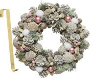 Decoris Kerstkrans - gedecoreerd - 34 cm - Kunststof - Incl. Messing Deurhanger