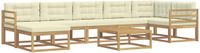 vidaXL - Bank loungeset - 7 zitplekken - Wit en crèmekleurig - Acacia hout