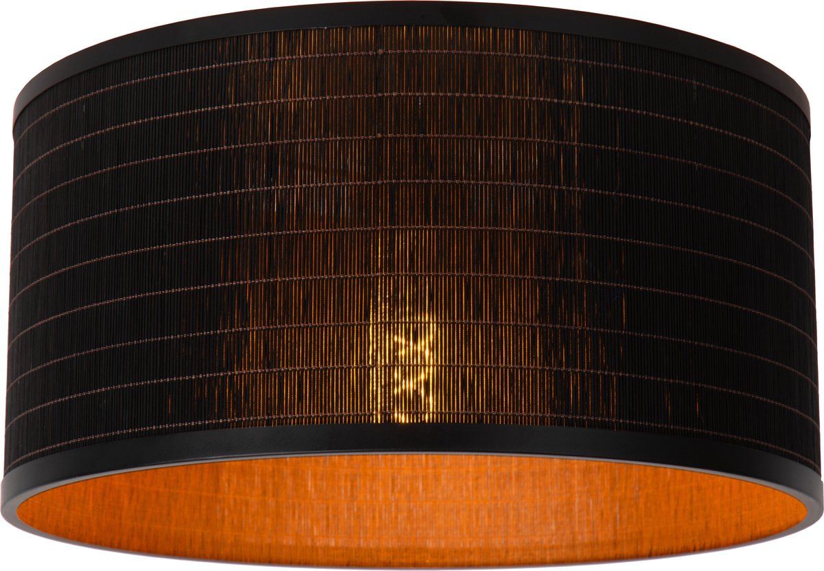 Lucide TAGALOG Plafonnière - Ø 40 cm - 1xE27 - Zwart - Bamboe