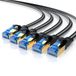 Primewire platte LAN-kabel set van 5 stuks, CAT 8, 40 Gbit/s netwerkkabel met RJ45-connectoren, afgeschermd, katoenen omhulling, vergulde contacten, patchkabel, 5 stuks, 1 meter, zwart