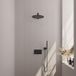 BRAUER Black Edition Thermostatische Regendouche inbouw - drukknoppen - SET 50 - 30cm hoofddouche - rechte muurarm - staaf handdouche - doucheslang - wandaansluitbocht - zwart mat 5-S-161