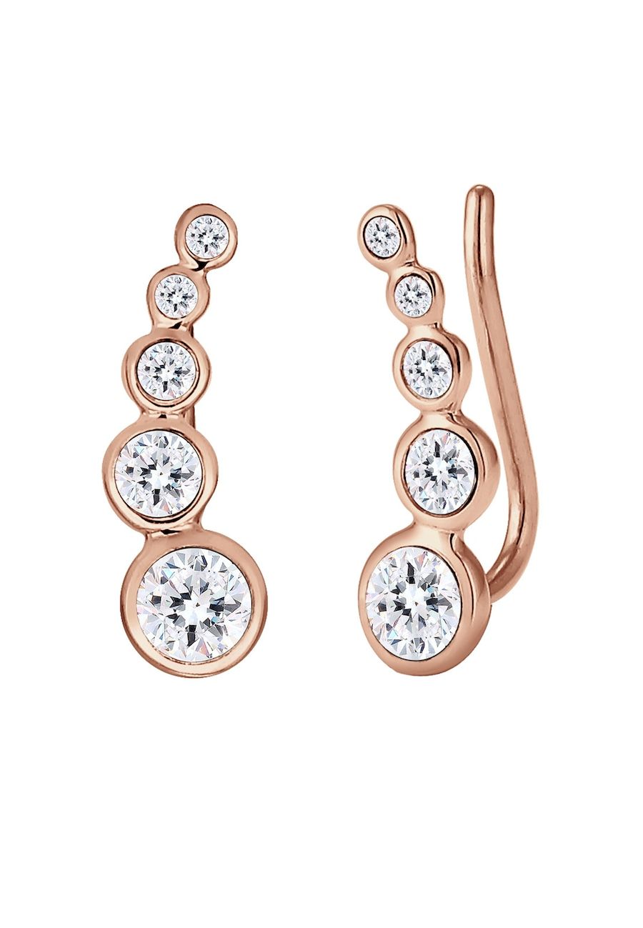Elli Earclimber Geo Earrings with Crystals in 925 Sterling Silver