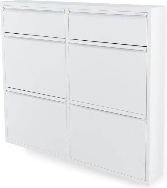 Spinder Design schoenenkast Billy 6 - Wit - 8 paar schoenen - Staal