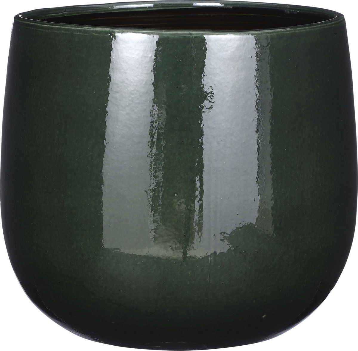 Mica Decorations - Plantenpot - keramiek - donkergroen glans/spotted - D29/H25 cm