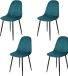 Urban Living "INOUI" Set van 4 fluwelen stoelen in blauwgroen met zwarte metalen poten
