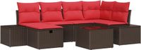vidaXL Tuinbank Set 7-delig Bruin Polyrattan