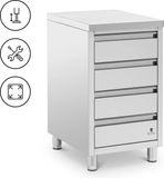Royal Catering RVS werkkast - 4 laden - 50 x 60 cm