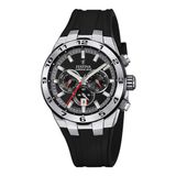 Festina F20671/6 Heren Chronograaf Horloge - Zilverkleurig/Zwart Leer