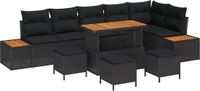 vidaXL Tuinbank Set Zwart Poly Rattan