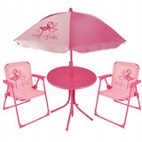 Jumi Kindertuinmeubelset, picknickparasol, tafel, stoelen, roze