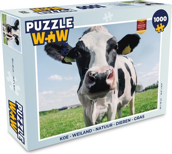 MuchoWow Puzzel Koe - Weiland - Natuur - Dieren - Gras - Legpuzzel - Puzzel 1000 stukjes volwassenen - Sinterklaas cadeautjes - Sinterklaas voor grote kinderen