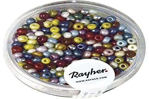 RAYHER 1406849 Rocailles, 2,6 mm ø, parelmoer, blik 17g, gemengd, niet