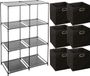 Zeller Kastmandjes/opberg manden - zwart - 6x stuks van 29L