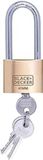 BLACK+DECKER Hangslot – 40 mm – lange beugel – incl. 3 sleutels – massief messing slot