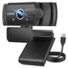 Merkloos Webcam 1080p met stereomicrofoon - Lensdop - Plug en play - Zwart