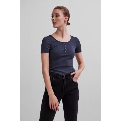 PIECES Ribbed Top - Dark Blue
