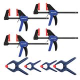 WORKPRO Mini eenhandklem en veerklem set 8 stuks