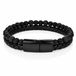 Memphis Heren armband zwart leer Agaat kralen Edelstaal magneet sluiting - 18.5cm