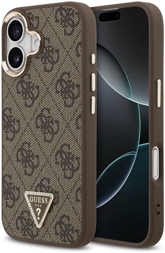 Guess 4G Triangle hoesje voor iPhone 17 - MagSafe compatibel - Bruin