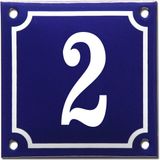 EmailleDesign® Emaille huisnummer blauw/wit nr. 2