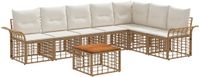vidaXL - Hoek loungeset - 7 zitplekken - Polyester - Natuurlijk en crème wit