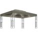 vidaXL Prieel met dubbel dak en LED-lichtslinger 3x4 m taupe