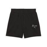 PUMA Essentials Script short met hoge taille voor dames, 13 cm XL, Black
