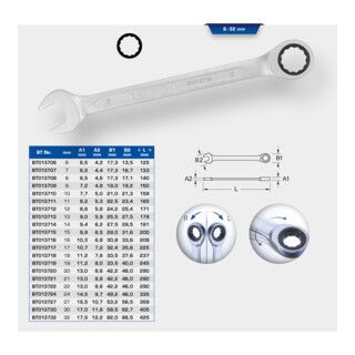 Brilliant Tools Ratelringsleutel, 22 mm