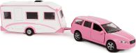 HKG Kids Globe metalen Volvo V70 met caravan - Roze, 30 cm