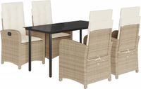 vidaXL 5-delige tuinset met kussens, beige, polyrotan