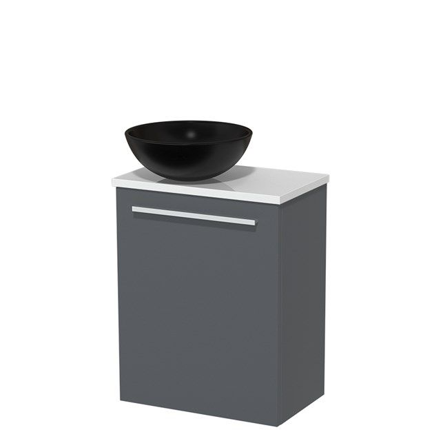 Maxaro Modulo Toiletmeubel met Waskom - Donkergrijs - Hoogglans Wit - 41 cm
