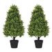 Azoco 2 ft Topiary Bomen Kunstmatige Outdoor 2 Pack Faux Buxus Planten Buiten Set van 2 Nepstruiken en Struiken voor Veranda Tuin Patio Decor