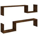 VidaXL Wandschappen 2 stuks 100x15x20 cm bewerkt hout gerookt eikenkleur