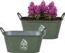 Sunnydays Plantenpot/bloempot - 2x - zink - legergroen - L39 x B16 x H21 cm