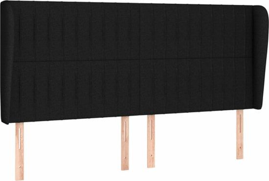 vidaXL Hoofdbord met randen 183x23x118/128 cm stof zwart