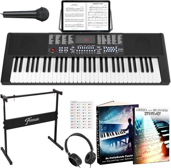 Finesse Misa Brands B.V. Finesse Keyboard Piano - Statief & Accessoires - 61 Keys - Digitale Piano - Elektrische Piano - Kind