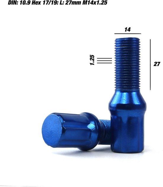 OMP Set Nuts 27 mm Blue 20 uds M14 x 1,25 - 8435682603799