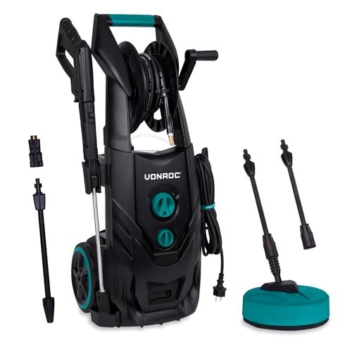 VONROC PRO Hogedrukreiniger V25-2 - 2500W - 195 bar - 468 l/h - Incl. 8m slang, slanghaspel, terrasreiniger, reinigingstank en meer