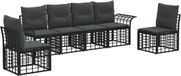 vidaXL - Buiten - bank - set - 6 - st - Zwart - en - Donker - Grijs - Polyester