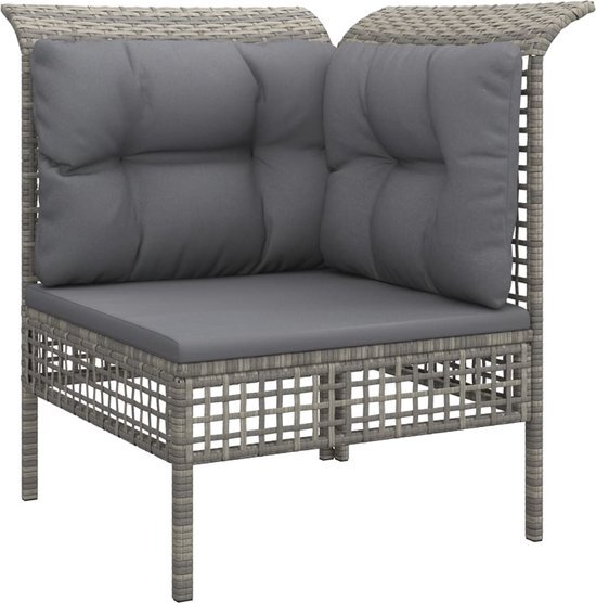 vidaXL 11-delige Loungeset met kussens poly rattan grijs