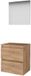Basic Line Basic 46 Badkamermeubelset - 60 x 46 cm - Greeploos - 2 Lades - Wastafelblad - Spiegel - Whisky Oak