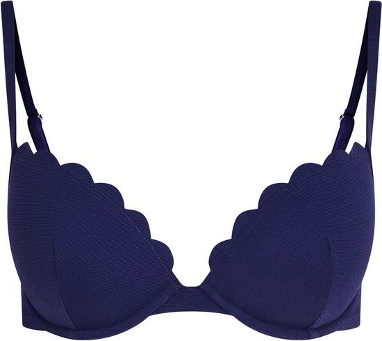 Hunkemöller Dames Badmode Voorgevormde push-up beugel bikinitop Scallop Cup A - E - Blauw - maat C80