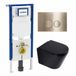 Geberit QeramiQ Dely Toiletset - 36.3x51.7cm - Diepspoel - Rimless - Geberit UP720 Inbouwreservoir - Softclose Toilet Zitting - Geborsteld Messing Bedieningsplaat - Mat Zwart